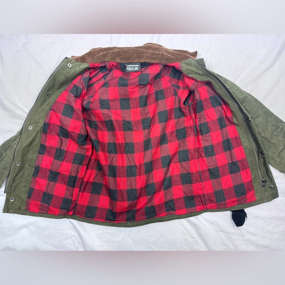 The Hundreds x Public Label Field Jacket Waxed Cotton Plaid Lined Corduroy Zip S - Picture 12 of 16